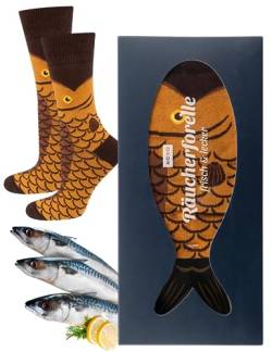 soxo Angler Geschenke Für Frauen Damen Socken Herren Lustige Geschenk Für Männer 40-45 Räucherforelle von soxo