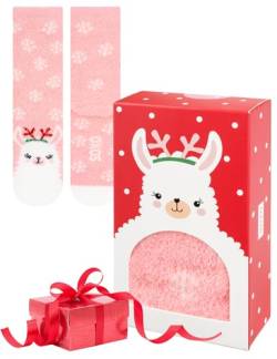 soxo Chenille Weihnachten Socken Damen Lustige Geschenke Für Frauen Bunte Weihnachtssocken 35-40 Lama von soxo