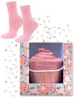 soxo Cupcake Socken Damen Geschenke Für Frauen Lustige Geschenk Bunte Damensocken Socks 35-40 Rosa 1 Paar von soxo