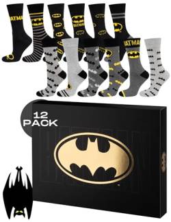 soxo DC Comics Batman Socken Herren Lustige Geschenke Für Männer Geschenkideen Im Geschenkbox 12 Paar 40-45 von soxo