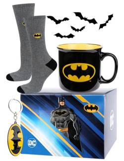 soxo DC Comics Batman Superman Socken Herren + Becher + Anhänger Lustige Geschenke Für Männer 40-45 Batman von soxo