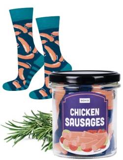 soxo Dose Socken Herren Bier Geschenke Für Männer Lustige Geschenk Sommer Socks Men 40-45 Chicken Sausages von soxo