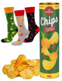 soxo Fast Food Geschenke Für Frauen Damen Socken Herren Lustige Geschenk Für Männer 40-45 Chips 3 Paar von soxo