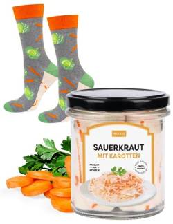 soxo Glas Socken Damen Geschenke Für Männer Herren Socks Geschenk Für Frauen 40-45 Sauerkraut Mit Karotten von soxo