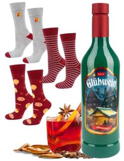 soxo Glühwein Weihnachten Socken + Becher Lustige Herren Geschenke Für Frauen 40-45 Gluhwein 3 Paar von soxo