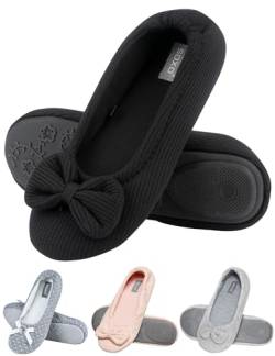 soxo Hausschuhe Ballerinas Damen Sommerschuhe Elegant Ballerina Schuhe Pretty Slipper 36/37 Schwarz von soxo