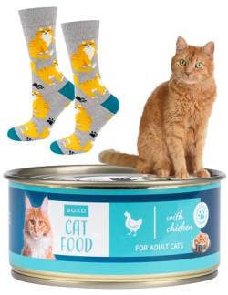 soxo Katzenfutter Socken Herren Lustige Geschenke Für Damen Katze Baumwolle Socks 35-40 Katze 1 von soxo