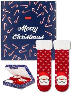soxo Kuschelsocken Weihnachten Damen Socken Lustige Geschenke Für Frauen Weihnachtssocken 35-40 Weihnachtsmann von soxo