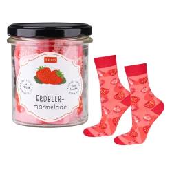 soxo Marmelade Socken Damen Geschenke Für Frauen Lustige Geschenk Women Socks 35-40 Erdbeer Marmelade von soxo