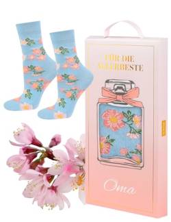 soxo Oma Socken Damen Geschenke Für Frauen Lustige Geschenk Bunte Damensocken Socks Set 35-40 Omas Parfüm 1 Paar von soxo