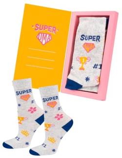 soxo Oma Socken Damen Geschenke Für Frauen Lustige Geschenk Bunte Damensocken Socks Set 35-40 Super Oma 1 Paar von soxo