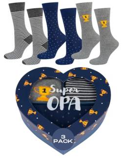 soxo Opa Socken Herren Geschenke Für Männer Lustige Geschenk Socks Men Baumwolle 40-45 Opa Herz 3 Paar von soxo