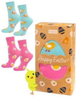 soxo Ostern Geschenke Für Frauen Damen Socken Herren Lustige Geschenk Für Männer 35-40 Happy Easter Women 2 Paar von soxo