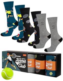 soxo Sport Socken Herren Geschenke Für Männer Lustige Geschenk Sommer Socks Men 3 Paar 40-45 Tennis Club von soxo