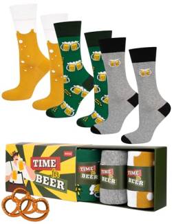 soxo Sport Socken Herren Geschenke Für Männer Lustige Geschenk Sommer Socks Men 3 Paar 40-45 Time for Beer von soxo