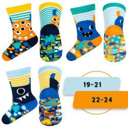 soxo Stoppersocken Kinder Baby Geschenk Junge Anti Rutsch Socken Antirutschsocken 3 Paar 6-12 Monate Monster von soxo