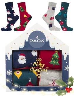 soxo Weihnachten Socken Herren Geschenke Für Frauen Männer Weihnachtssocken Damen 4 Paar 35-40 Weihnachtsbox 5 von soxo