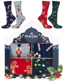 soxo Weihnachten Socken Herren Geschenke Für Frauen Männer Weihnachtssocken Damen 4 Paar 40-45 Weihnachtsbox 3 von soxo