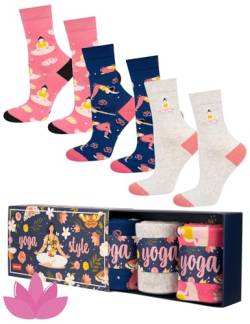 soxo Yoga Socken Damen Geschenke Für Frauen Lustige Geschenk Bunte Damensocken Socks 3 Paar 35-40 von soxo