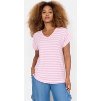 soyaconcept Kurzarmshirt SC-KAIZA 3 T-Shirt, Basicmit V-Ausschnitt und Streifen-Optik von soyaconcept