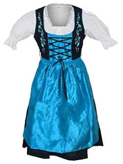 speed4allkinds Dirndl Trachtenkleid Set 3 TLG. Turkis Größe 36 bis 44 Neu (D-Turkis 36) von speed4allkinds