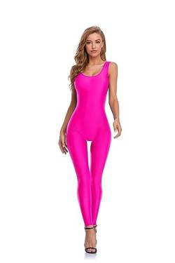 speerise Damen Einteiler Bodycon Jumpsuit Tank Strampler Spandex Einteiler Bodysuit für Workout Yoga Sexy Catsuit, Knallpink (Hot Pink), XXL von speerise