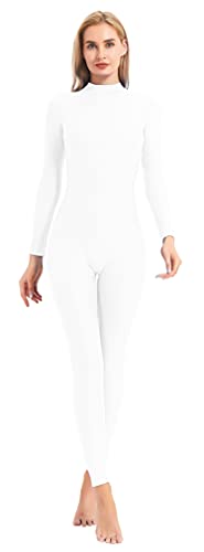 speerise Damen speerise adult high neck zip one piece unitard full body leotard Weiß X-Large von speerise