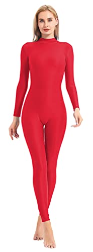 speerise Erwachsene, hoher Kragen, Reißverschluss, einteilig, Ganzkörperanzug, figurbetont, Jumpsuit für Damen, Rot/Ausflug, einfarbig (Getaway Solids), S von speerise