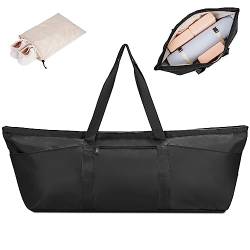 Sporttasche Damen Yogatasche Groß Reisetasche mit Schuhtasche & Nassfach Tragetasche Herren Fitnessstudio Pilates Tasche für Yogamatten Schwarz von sportsnew