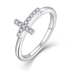 Starchenie 925 Sterling Silber Kreuz ring Religiöser Ring Zirkonia Ring für Damen von starchenie