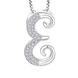 Starchenie Buchstabe Kette Alphabet Halskette Glücksbuchstabe E Halskette Zirkon Anhänger 925 Sterling Silber Halskette für Damen von starchenie