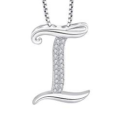 Starchenie Buchstabe Kette Alphabet Halskette Glücksbuchstabe I Halskette Zirkon Anhänger 925 Sterling Silber Halskette für Damen von starchenie