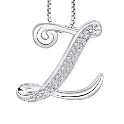 Starchenie Buchstabe Kette Alphabet Halskette Glücksbuchstabe Z Halskette Zirkon Anhänger 925 Sterling Silber Halskette für Damen von starchenie