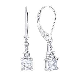 Starchenie Frauen Dangle Ohrringe 925 Sterling Silber Prinzessin Cut Leverback Ohrringe Edelstein Schmuck Geburtsstein Ohrringe für Damen von starchenie