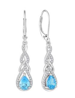 Starchenie Ohrringe 925 Sterling Silber Geburtsstein Aquamarinblau Zirkonia Unendlichkeit Anhänger Ohrhänger für Damen von starchenie