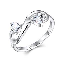 Starchenie Unendlichkeit Ring, 925 Sterling Silber Doppelherz Zirkonia Verlobungsring für Damen von starchenie
