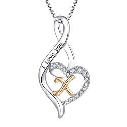 Starnny Buchstabe Kette Damen Silber 925,Alphabet Initiale Charm X Halskette Anhänger 3A Zirkonia Geschenk für Frauen von starchenie