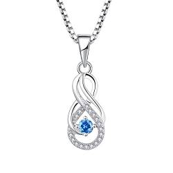 Starnny Damen Kette Silber 925 Unendlichkeit Halskette Anhänger mit März Geburtsstein Aquamarin Farbe 3A Zirkonia Schmuck für Frauen von starchenie