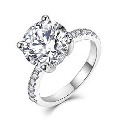 Starnny Damen Ringe Silber 925,Eheringe Ring Verlobungsring Wickelring Ringe 3A Zirkonia Weißgold Ring Geschenk für Sie Frauen，54 von starchenie