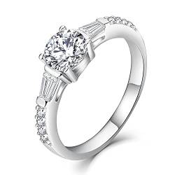 Starnny Damen Ringe Silber 925,Eheringe Verlobungsring Ring Wickelring Ringe 3A Zirkonia Weißgold Ring Geschenk für Sie Frauen,49 von starchenie