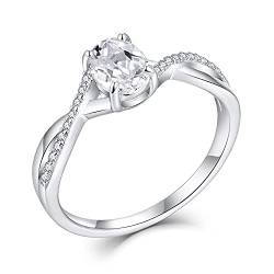 Starnny Damen Ringe Silber 925,Wickelring Verlobungsring Eheringe Ringe 3A Zirkonia Weißgold Ring Geschenk für Sie Frauen,57 von starchenie