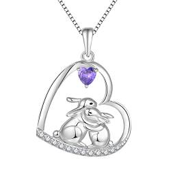 Starnny Hase Kette Damen Silber 925 Hase Kaninchen Mond Anhänger Halskette 3A Zirkonia Kette Weiß Geschenke für Sie Frauen von starchenie