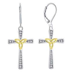 Starnny Jesus Kreuz Ohrringe Silber 925 hängend Damen Creolen 3A Zirkonia Schmuck Geschenke für Frauen von starchenie