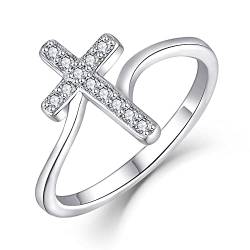 starchenie Kreuzring 925 Sterling Silber Zirkon Ring Christlicher Ring für Damen von starchenie