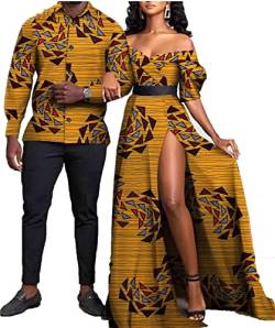 stdpcxz Traditionelle Hochzeit Im Afrikanischen Stil Paar Kleidung Mit Wachsdruck Für Frauen Langes Kleid Und Herren Tribal Outfits Party Tragen Outfit Afrikanische Kleidung 3,L von stdpcxz