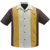 Steady Clothing Kurzarmhemd Atomic Men Coffee Mustard Stone Retro Vintage Bowling Shirt von steady clothing