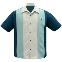 Steady Clothing Kurzarmhemd Atomic Men Teal Mint Stone Retro Vintage Bowling Shirt von steady clothing