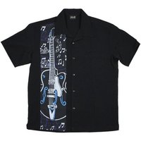 Steady Clothing Kurzarmhemd Guitar Panel Retro Vintage Bowling Shirt Rockabilly von steady clothing