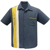 Steady Clothing Kurzarmhemd The Arthur Grau Retro Vintage Bowling Shirt Rockabilly von steady clothing