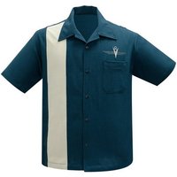 Steady Clothing Kurzarmhemd V8 Classic Teal Retro Vintage Bowling Shirt Rockabilly von steady clothing